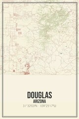 Retro US city map of Douglas, Arizona. Vintage street map.