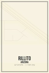 Retro US city map of Rillito, Arizona. Vintage street map.