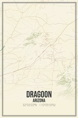 Retro US city map of Dragoon, Arizona. Vintage street map.
