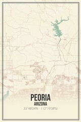 Retro US city map of Peoria, Arizona. Vintage street map.