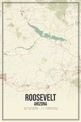 Retro US city map of Roosevelt, Arizona. Vintage street map.