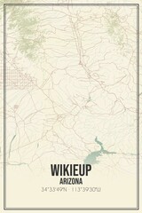 Retro US city map of Wikieup, Arizona. Vintage street map.