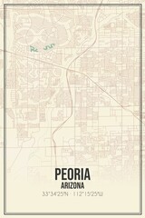 Retro US city map of Peoria, Arizona. Vintage street map.