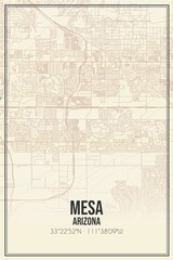 Obraz premium Retro US city map of Mesa, Arizona. Vintage street map.