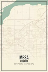 Retro US city map of Mesa, Arizona. Vintage street map.