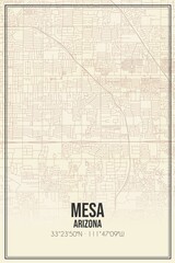 Retro US city map of Mesa, Arizona. Vintage street map.