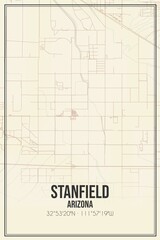 Retro US city map of Stanfield, Arizona. Vintage street map.