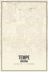 Obraz premium Retro US city map of Tempe, Arizona. Vintage street map.