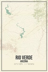 Retro US city map of Rio Verde, Arizona. Vintage street map.