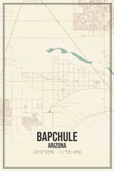 Retro US city map of Bapchule, Arizona. Vintage street map.