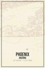 Obraz premium Retro US city map of Phoenix, Arizona. Vintage street map.