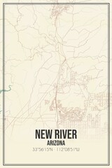 Retro US city map of New River, Arizona. Vintage street map.