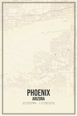 Retro US city map of Phoenix, Arizona. Vintage street map.