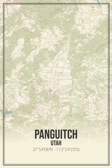 Retro US city map of Panguitch, Utah. Vintage street map.