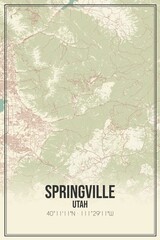 Retro US city map of Springville, Utah. Vintage street map.