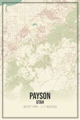 Retro US city map of Payson, Utah. Vintage street map.