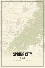 Retro US city map of Spring City, Utah. Vintage street map.