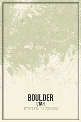 Retro US city map of Boulder, Utah. Vintage street map.