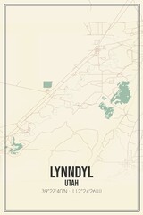 Retro US city map of Lynndyl, Utah. Vintage street map.