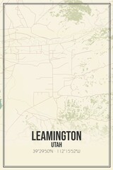 Fototapeta premium Retro US city map of Leamington, Utah. Vintage street map.
