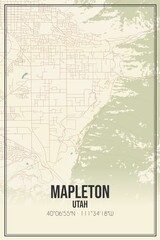 Retro US city map of Mapleton, Utah. Vintage street map.