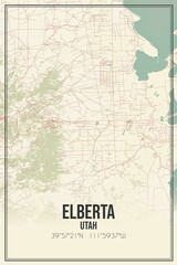 Retro US city map of Elberta, Utah. Vintage street map.