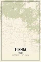 Retro US city map of Eureka, Utah. Vintage street map.