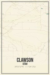Retro US city map of Clawson, Utah. Vintage street map.