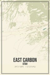 Retro US city map of East Carbon, Utah. Vintage street map.