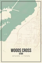 Retro US city map of Woods Cross, Utah. Vintage street map.