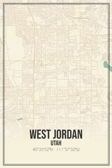 Obraz premium Retro US city map of West Jordan, Utah. Vintage street map.