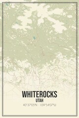 Retro US city map of Whiterocks, Utah. Vintage street map.