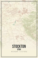 Retro US city map of Stockton, Utah. Vintage street map.