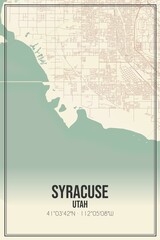 Retro US city map of Syracuse, Utah. Vintage street map.
