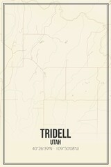 Retro US city map of Tridell, Utah. Vintage street map.