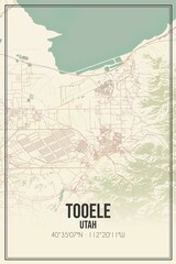 Retro US city map of Tooele, Utah. Vintage street map.