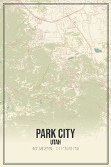 Retro US city map of Park City, Utah. Vintage street map.