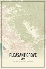 Retro US city map of Pleasant Grove, Utah. Vintage street map.