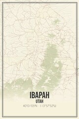 Retro US city map of Ibapah, Utah. Vintage street map.