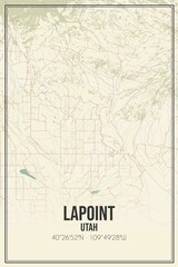 Retro US city map of Lapoint, Utah. Vintage street map.