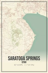 Retro US city map of Saratoga Springs, Utah. Vintage street map.