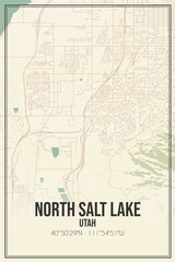 Retro US city map of North Salt Lake, Utah. Vintage street map.