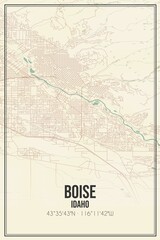 Retro US city map of Boise, Idaho. Vintage street map.