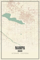 Retro US city map of Nampa, Idaho. Vintage street map.
