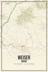 Retro US city map of Weiser, Idaho. Vintage street map.