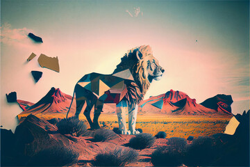 Lion Collage Artwork