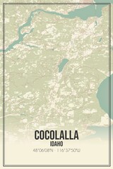 Retro US city map of Cocolalla, Idaho. Vintage street map.