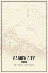 Retro US city map of Garden City, Idaho. Vintage street map.
