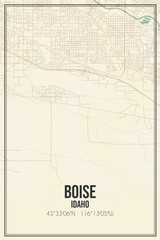 Retro US city map of Boise, Idaho. Vintage street map.