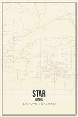 Retro US city map of Star, Idaho. Vintage street map.